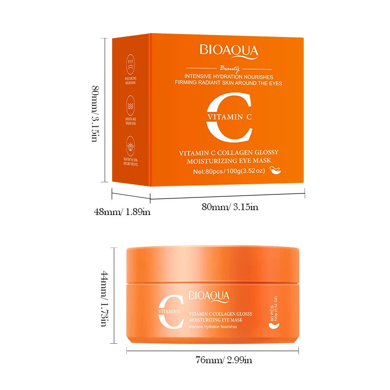 Patches Yeux Vitamine C & Collagène BIOAQUA — 80 Pièces Anti-Cernes & Anti-Rides